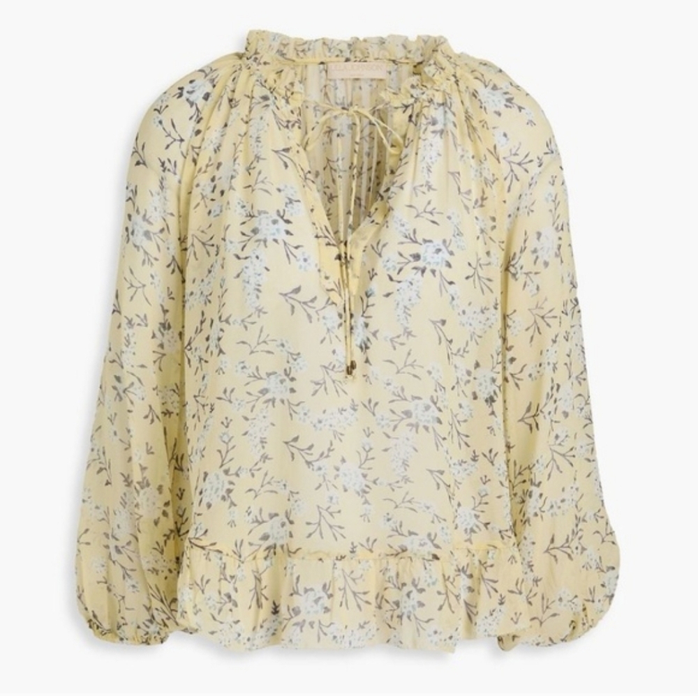 Ulla Johnson Rosine Floral-Print Silk-Georgette Blouse In Pastel Yellow